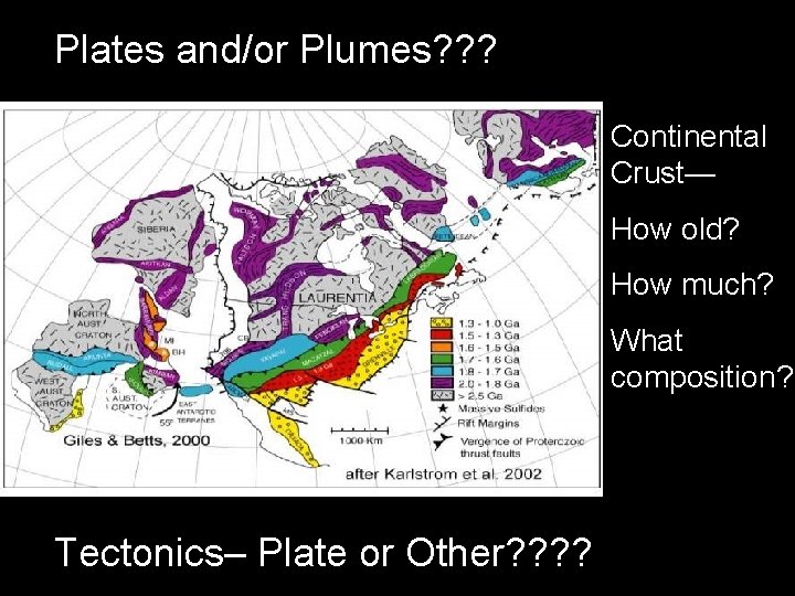 Plates and/or Plumes? ? ? Continental Crust— How old? How much? What composition? Tectonics–