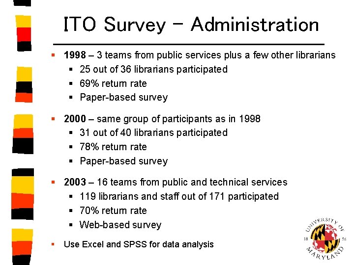 ITO Survey - Administration § 1998 – 3 teams from public services plus a