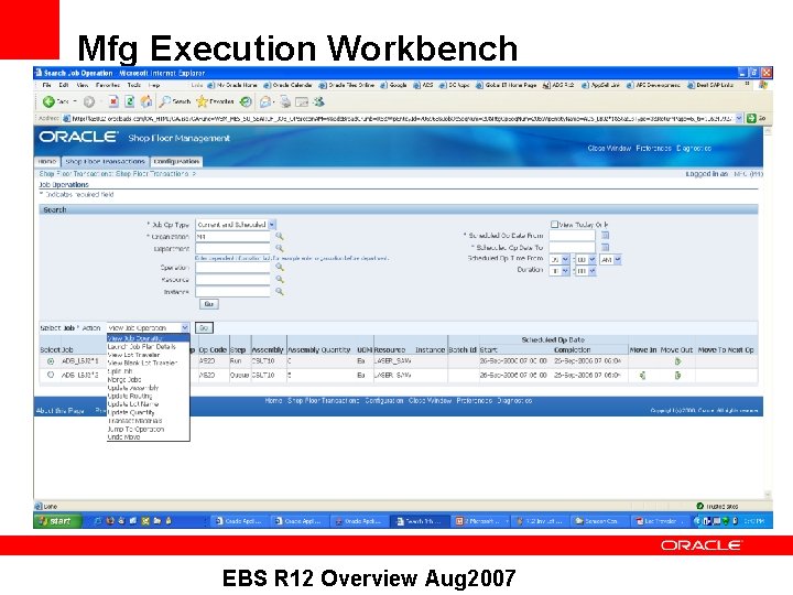 Mfg Execution Workbench EBS R 12 Overview Aug 2007 
