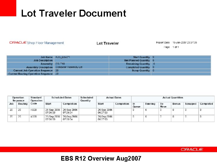 Lot Traveler Document EBS R 12 Overview Aug 2007 