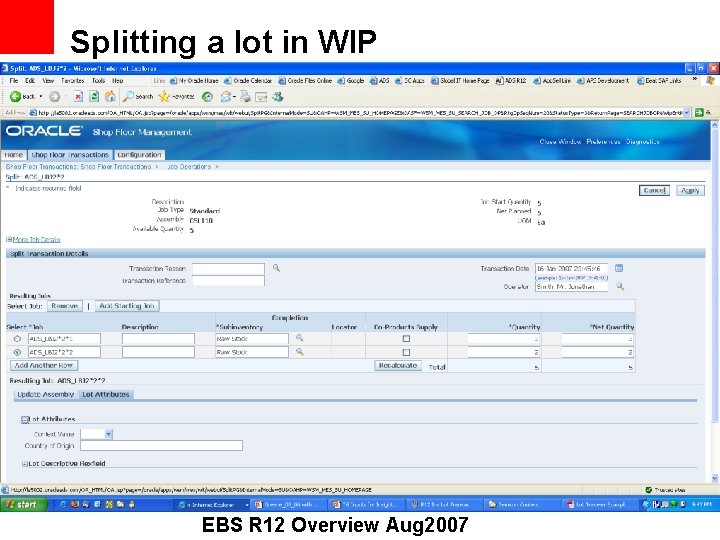 Splitting a lot in WIP EBS R 12 Overview Aug 2007 
