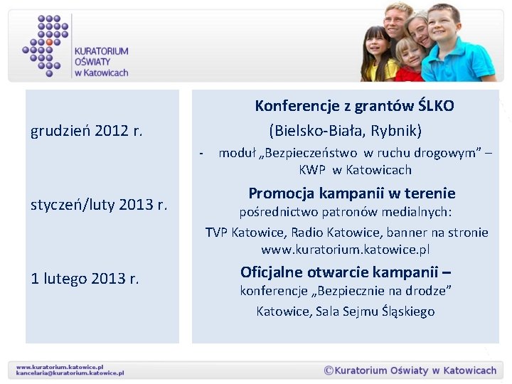 Konferencje z grantów ŚLKO (Bielsko-Biała, Rybnik) grudzień 2012 r. - styczeń/luty 2013 r. 1