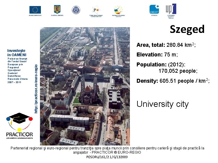 Szeged Area, total: 280. 84 km 2; Investeşte în OAMENI Elevation: 75 m; http: