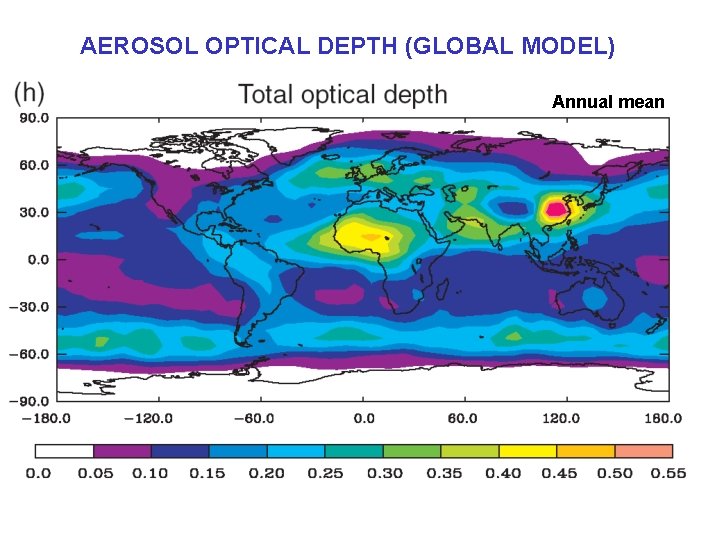 AEROSOL OPTICAL DEPTH (GLOBAL MODEL) Annual mean 