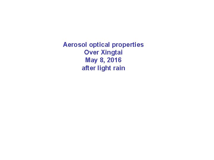 Aerosol optical properties Over Xingtai May 8, 2016 after light rain 