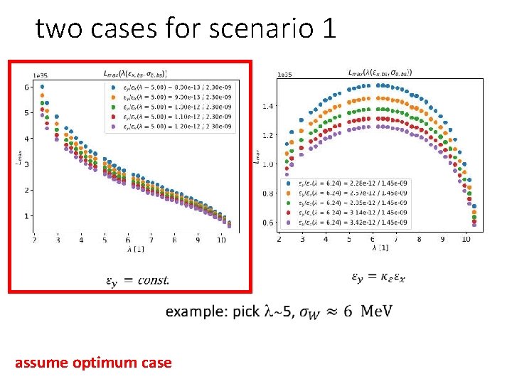 two cases for scenario 1 assume optimum case 