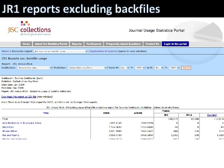 excluding backfiles usage JR 1 reports excluding 