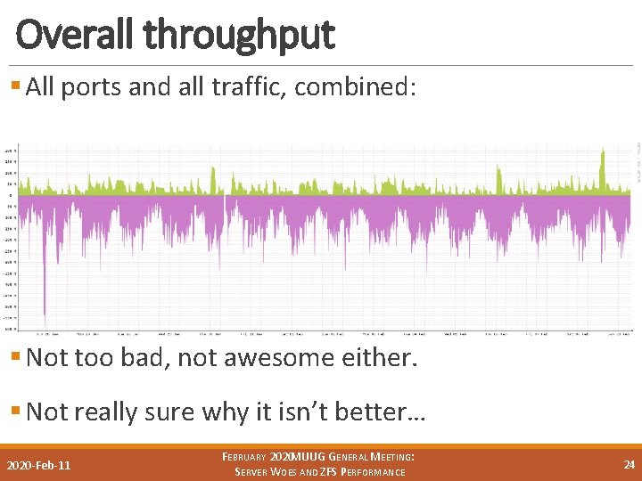 Overall throughput § All ports and all traffic, combined: § Not too bad, not