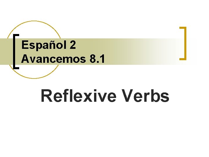 Español 2 Avancemos 8. 1 Reflexive Verbs 