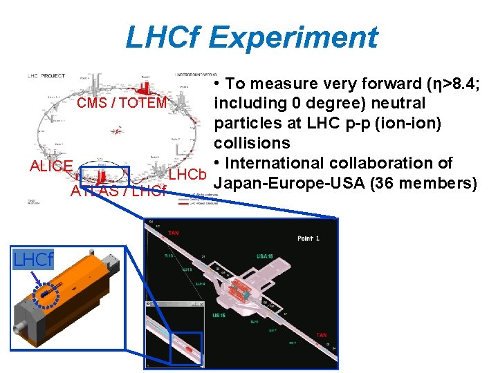 LHCf Experiment • To measure very forward (η>8. 4; including 0 degree) neutral particles