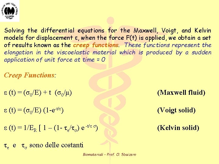 Solving the differential equations for the Maxwell, Voigt, and Kelvin models for displacement ε,