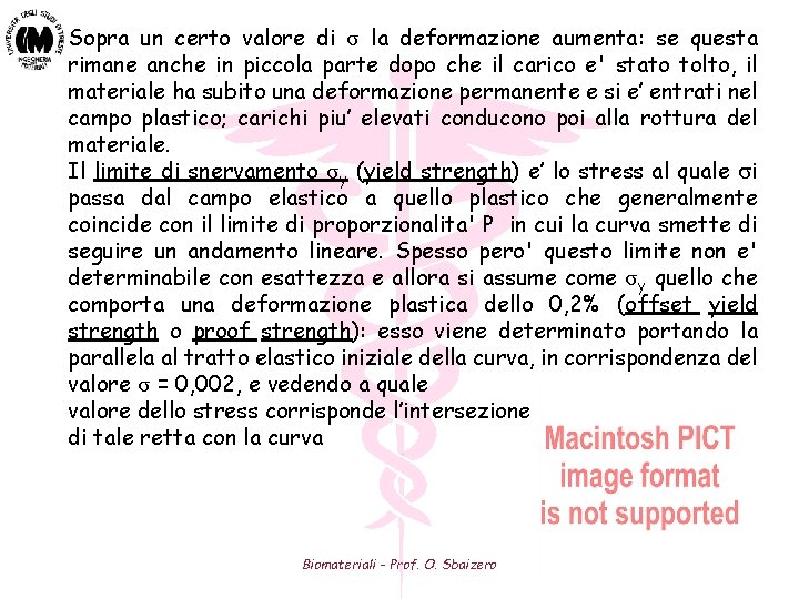 Sopra un certo valore di σ la deformazione aumenta: se questa rimane anche in