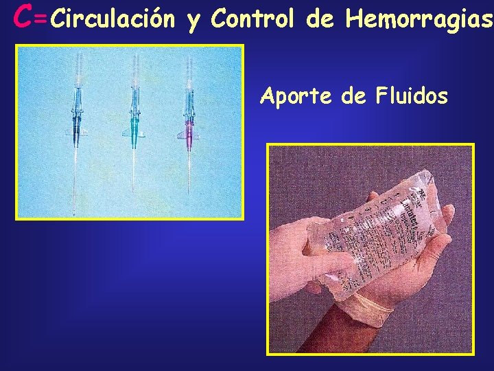 C=Circulación y Control de Hemorragias Aporte de Fluidos 