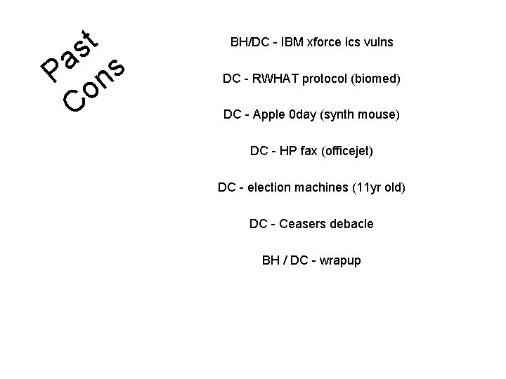 t s a P ns o C BH/DC - IBM xforce ics vulns DC