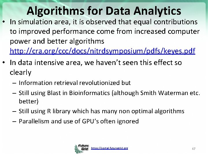 Algorithms for Data Analytics • In simulation area, it is observed that equal contributions
