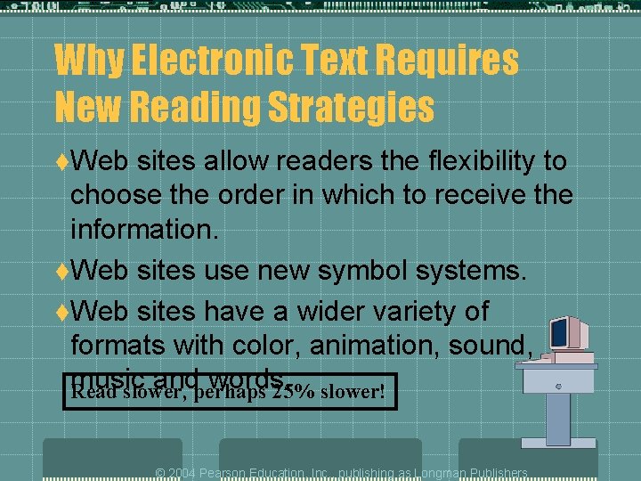 Why Electronic Text Requires New Reading Strategies t. Web sites allow readers the flexibility