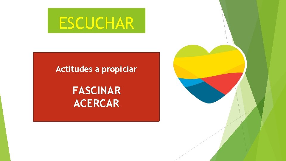 ESCUCHAR Actitudes a propiciar FASCINAR ACERCAR 
