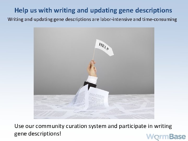 Help us with writing and updating gene descriptions Writing and updating gene descriptions are