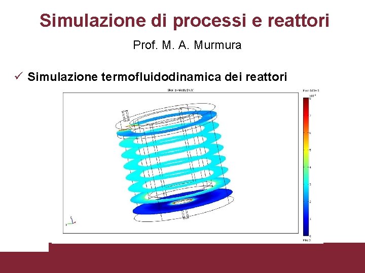 Simulazione di processi e reattori Prof. M. A. Murmura Simulazione termofluidodinamica dei reattori Laboratori