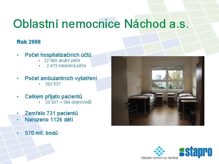 Oblastní nemocnice Náchod a. s. Rok 2008 • Počet hospitalizačních účtů • 22 940