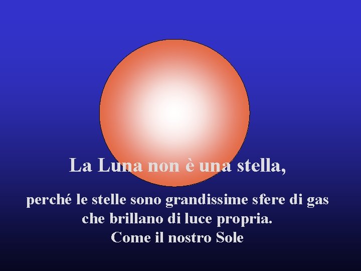 La Luna non è una stella, perché le stelle sono grandissime sfere di gas