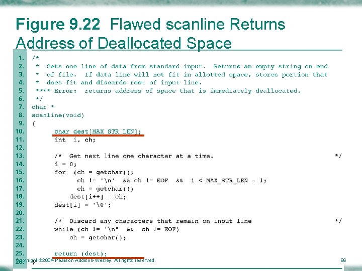 Figure 9. 22 Flawed scanline Returns Address of Deallocated Space Copyright © 2004 Pearson