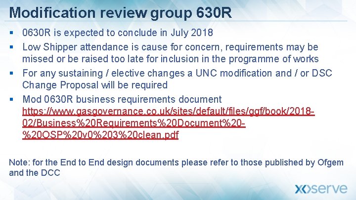 Modification review group 630 R § 0630 R is expected to conclude in July