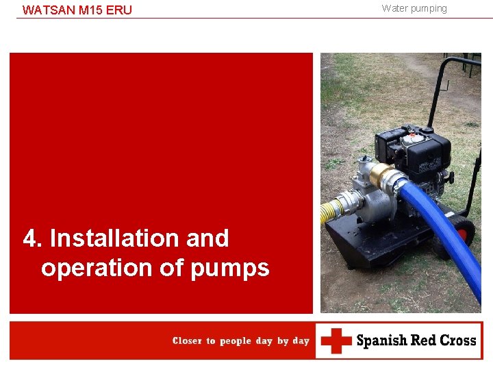 WATSAN M 15 ERU 4. Installation and operation of pumps Water pumping 