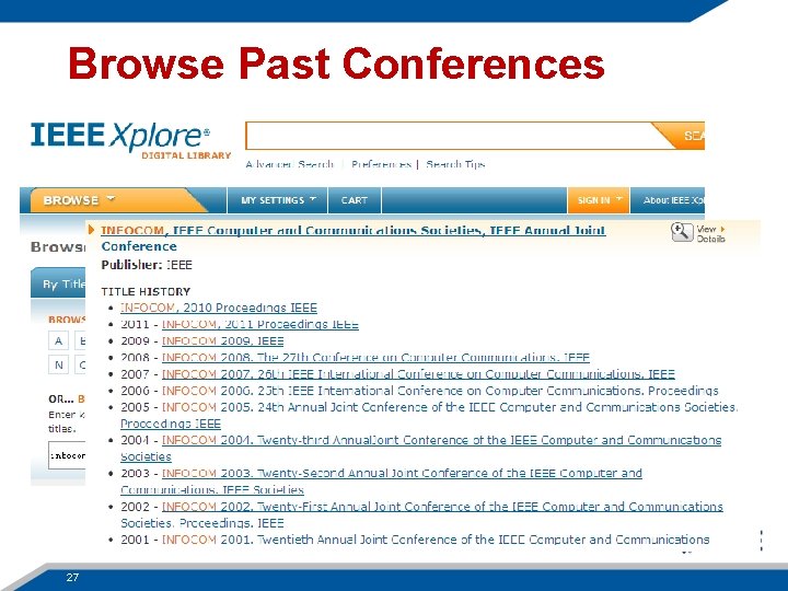 Browse Past Conferences 27 