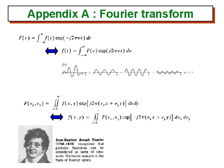 Appendix A : Fourier transform 