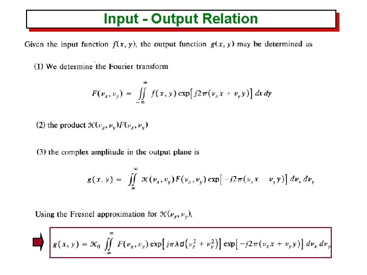 Input - Output Relation 
