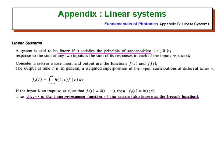 Appendix : Linear systems 