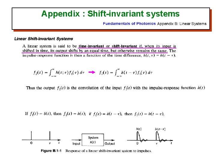 Appendix : Shift-invariant systems 