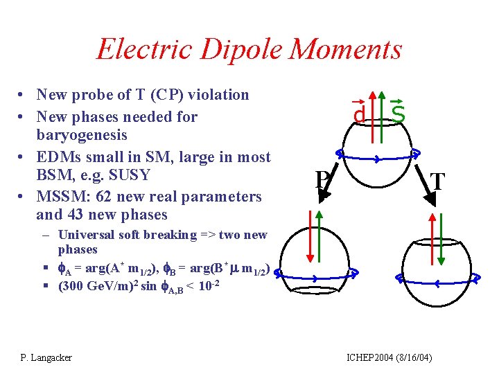 Electric Dipole Moments • New probe of T (CP) violation • New phases needed