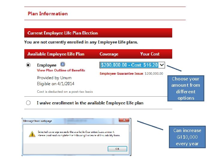 Click the plan year you would like information
