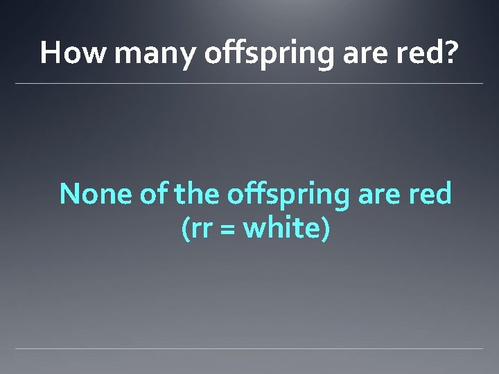 How many offspring are red? None of the offspring are red (rr = white)