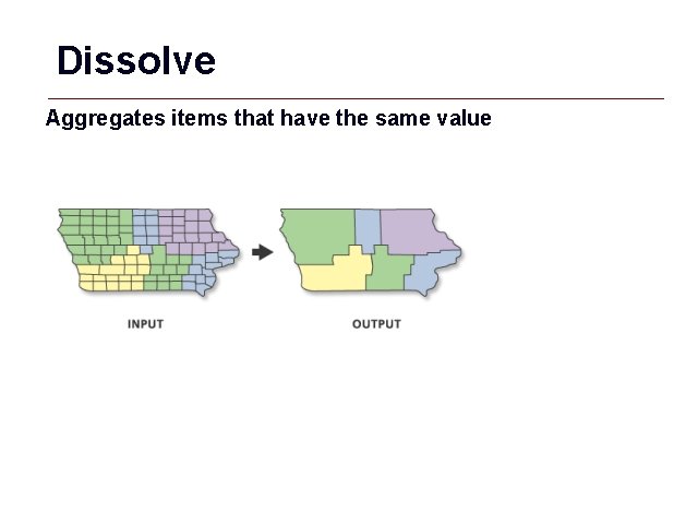 Dissolve Aggregates items that have the same value # Item 1 C 2 R