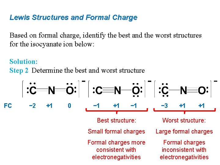 Lewis Structures and Formal Charge Based on formal charge, identify the best and the