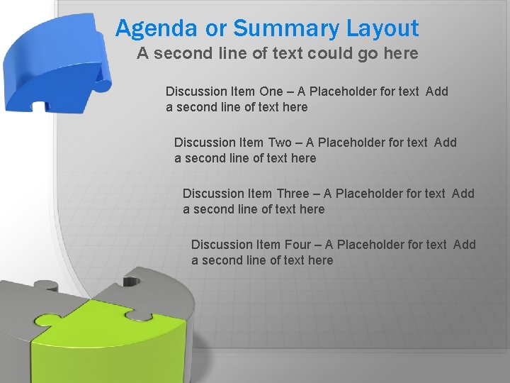 Agenda or Summary Layout A second line of text could go here Discussion Item Agenda or Summary Layout A second line of text could go here Discussion Item
