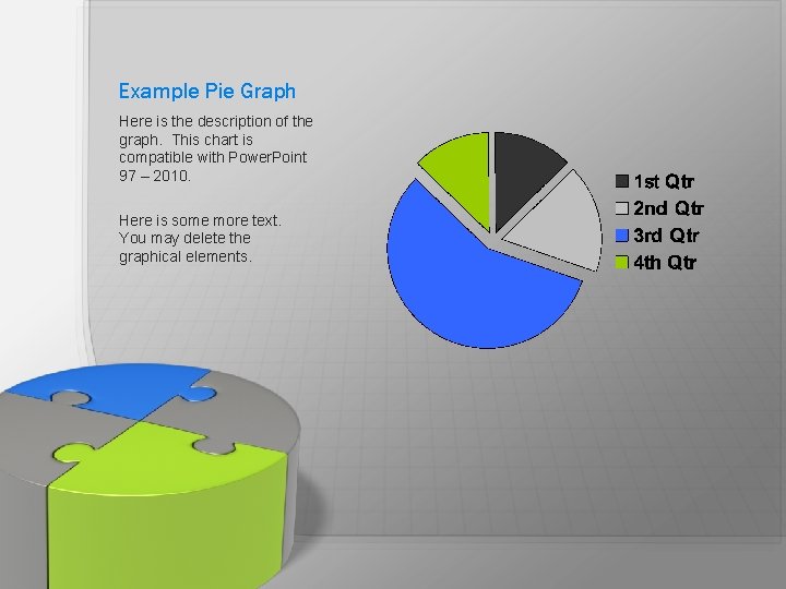 Example Pie Graph Here is the description of the graph. This chart is compatible