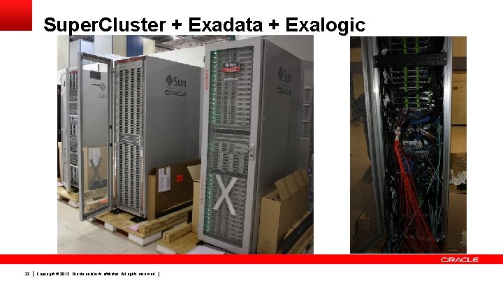 Super. Cluster + Exadata + Exalogic 22 Copyright © 2012, Oracle and/or its affiliates.