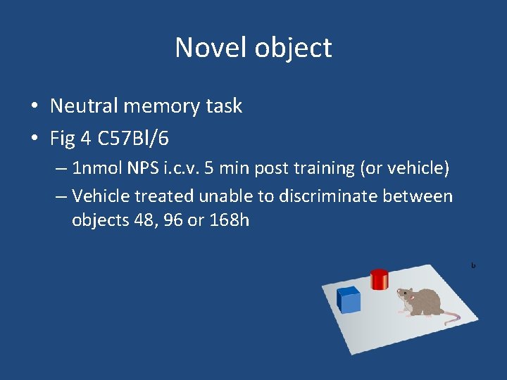 Novel object • Neutral memory task • Fig 4 C 57 Bl/6 – 1