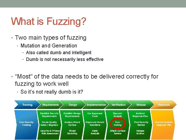 What is Fuzzing? • Two main types of fuzzing • Mutation and Generation •