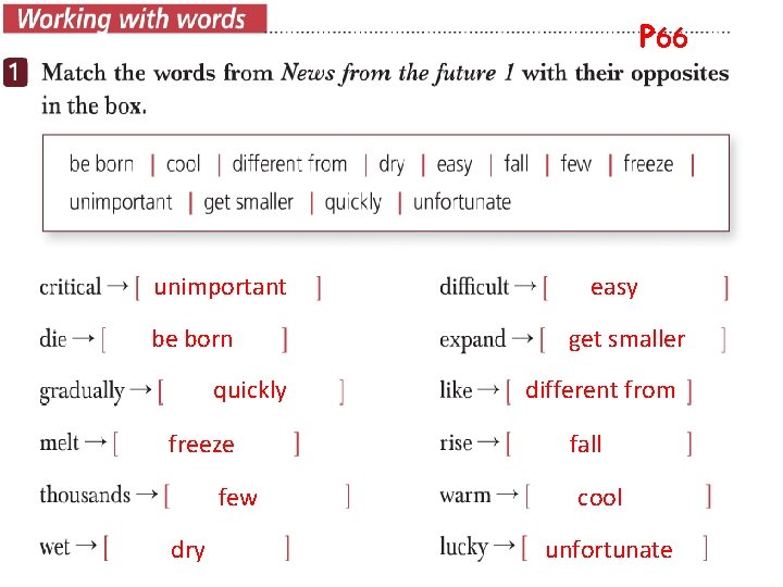 P 66 unimportant be born quickly freeze few dry easy get smaller different from