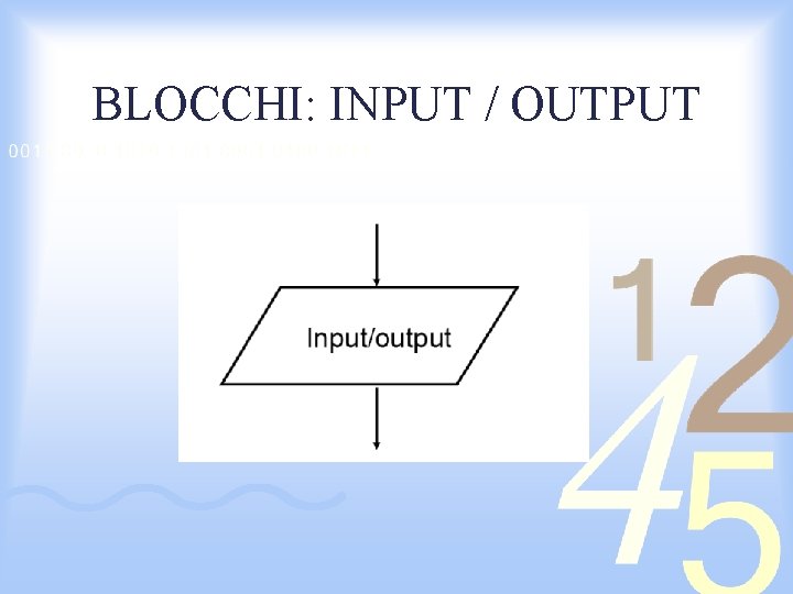 BLOCCHI: INPUT / OUTPUT 