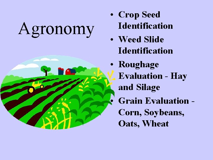 Agronomy • Crop Seed Identification • Weed Slide Identification • Roughage Evaluation - Hay