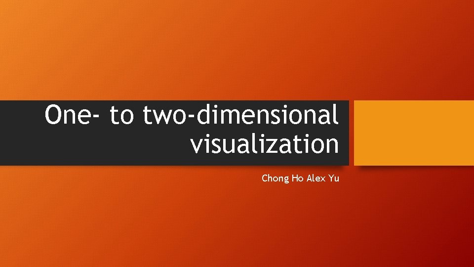 One- to two-dimensional visualization Chong Ho Alex Yu 
