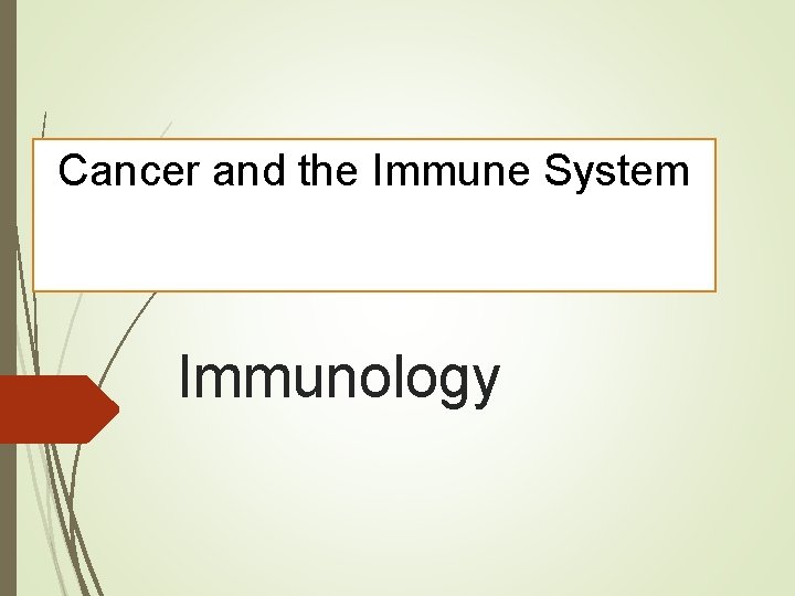 Cancer and the Immune System Immunology 