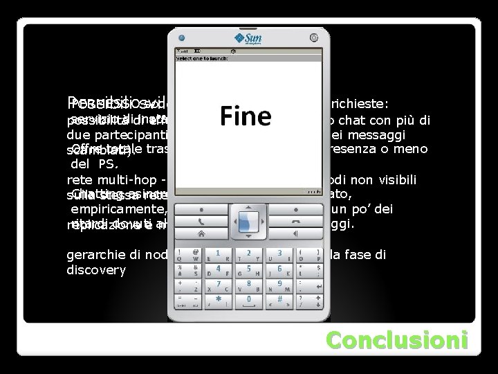 PERMESSOsviluppi soddisfa afuturi: pieno le specifiche richieste: Possibili servizio didi instant messaging persistente. possibilità