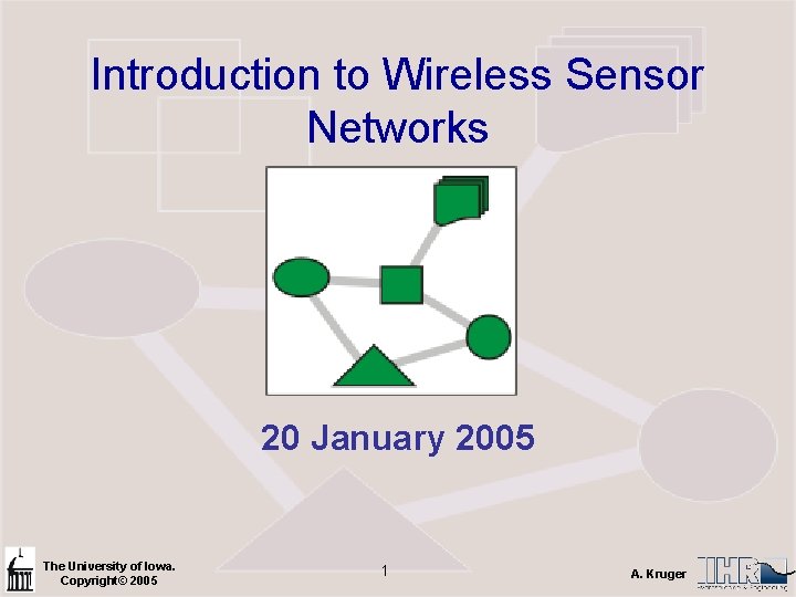 Introduction to Wireless Sensor Networks 20 January 2005